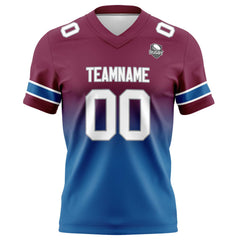 Benutzerdefinierte Burgunderrot Blau Gradient Fußball Trikots Personalisierter Name Nummer Logo