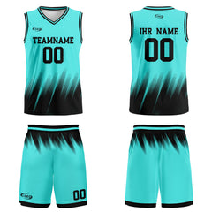 Benutzerdefinierter Petrol Schwarz Basketball Jersey Uniform Anzug gedruckt Ihr Logo Name Nummer