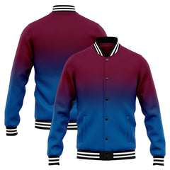Benutzerdefinierte Verlauf Varsity-Jacke. Letterman-Jacke Burgunderblau
