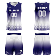 Benutzerdefinierter Blau Weiß Farbverlauf Basketball Jersey Uniform Anzug gedruckt Ihr Logo Name Nummer
