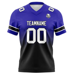 Benutzerdefinierte Königsblau & Schwarz Gradient Fußball Trikots Personalisierter Name Nummer Logo