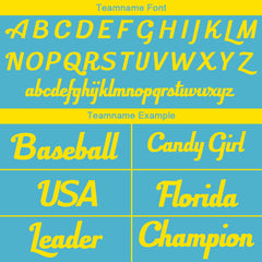 Benutzerdefinierte Authentisch Baseball-Trikot Hellblau-Gelb