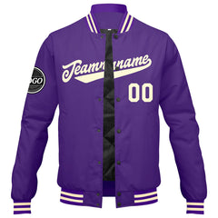 Benutzerdefinierte Verlauf Varsity-Jacke. Letterman-Jacke Lila Creme