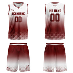 Benutzerdefinierter Weiß Rot Braun Farbverlauf Basketball Jersey Uniform Anzug gedruckt Ihr Logo Name Nummer