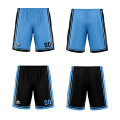 Benutzerdefinierte Hellblau Schwarz Reversible Basketball Jersey Personalisierte Print Name Nummer Logo