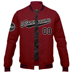 Benutzerdefinierte Verlauf Varsity-Jacke. Letterman-Jacke Karminrot Schwarz
