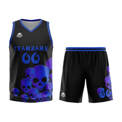 Benutzerdefinierter Blau Basketball Jersey Uniform Anzug gedruckt Ihr Logo Name Nummer