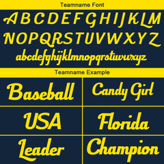 Benutzerdefinierte Authentisch Baseball-Trikot Marine-Gelb