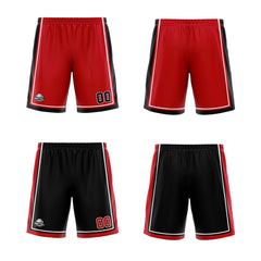 Benutzerdefinierte Rot Schwarz Weiß Reversible Basketball Jersey Personalisierte Print Name Nummer Logo