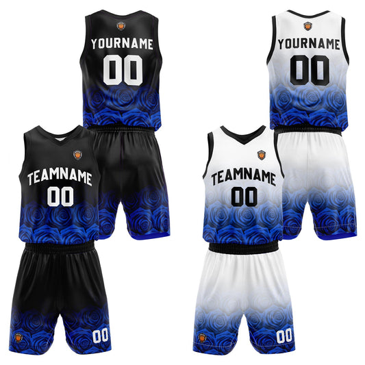 Benutzerdefinierte Rose Royal Reversible Basketball Jersey Personalisierte Name Nummernlogo drucken