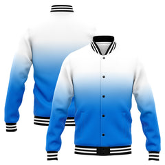 Benutzerdefinierte Verlauf Varsity-Jacke. Letterman-Jacke Weiß Blau