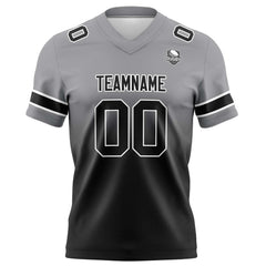 Benutzerdefinierte Grau Schwarz Gradient Fußball Trikots Personalisierter Name Nummer Logo