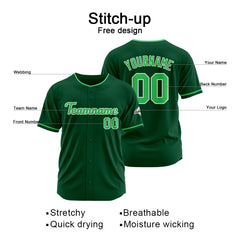 Benutzerdefinierte Authentisch Baseball-Trikot Dunkelgrün-Grün