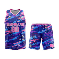 Benutzerdefinierter Rosa Lila Basketball Jersey Uniform Anzug gedruckt Ihr Logo Name Nummer