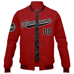 Benutzerdefinierte Verlauf Varsity-Jacke. Letterman-Jacke Rot Schwarz