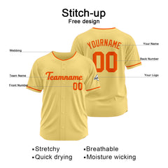 Benutzerdefinierte Authentisch Baseball-Trikot Gold-Orange