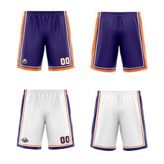 Benutzerdefinierte Lila Weiß Orange Reversible Basketball Jersey Personalisierte Print Name Nummer Logo