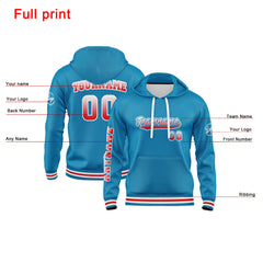 Benutzerdefiniert Blau Rot Hoodie Personalisiert Männer Pullover Hoodie Gedruckt Team Name Number Logo für Frauen