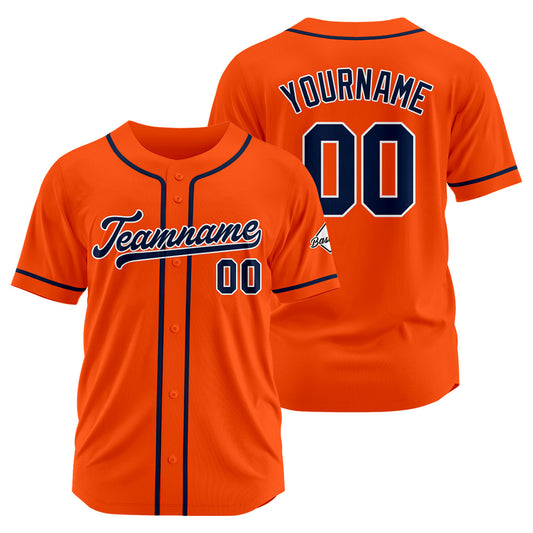 Benutzerdefinierte Authentisch Baseball-Trikot Orange-Marine