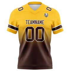Benutzerdefinierte Gelb & Braun Gradient Fußball Trikots Personalisierter Name Nummer Logo