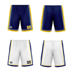 Benutzerdefinierte Marine Gelb Weiß Reversible Basketball Jersey Personalisierte Print Name Nummer Logo