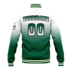 Benutzerdefinierte Verlauf Varsity-Jacke. Letterman-Jacke Weiß Grün