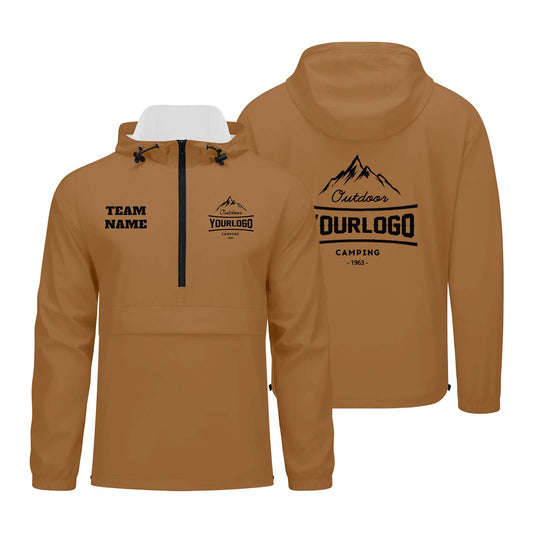 Anpassbare Braun Winddichte Softshell Kapuzenjacke - Vollverschluss, Logo- & Text-Druck