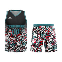 Benutzerdefinierter Schwarz Rot Grün Basketball Jersey Uniform Anzug gedruckt Ihr Logo Name Nummer