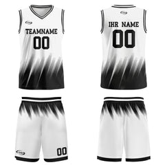 Benutzerdefinierter Weiß Schwarz Basketball Jersey Uniform Anzug gedruckt Ihr Logo Name Nummer