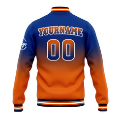 Benutzerdefinierte Verlauf Varsity-Jacke. Letterman-Jacke Royal Orange