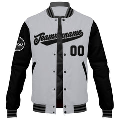 Benutzerdefinierte Verlauf Varsity-Jacke. Letterman-Jacke Grau Schwarz