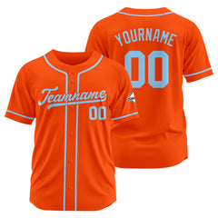 Benutzerdefinierte Authentisch Baseball-Trikot Orange-Hellblau