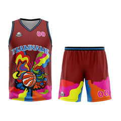 Benutzerdefinierter Burgund Basketball Jersey Uniform Anzug gedruckt Ihr Logo Name Nummer