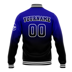 Benutzerdefinierte Verlauf Varsity-Jacke. Letterman-Jacke Royal Schwarz