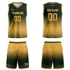 Benutzerdefinierter Olivgrün Hellbraun Farbverlauf Basketball Jersey Uniform Anzug gedruckt Ihr Logo Name Nummer