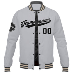 Benutzerdefinierte Verlauf Varsity-Jacke. Letterman-Jacke Grau Schwarz