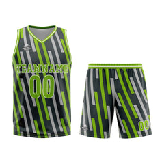 Benutzerdefinierter Grün Grau Basketball Jersey Uniform Anzug gedruckt Ihr Logo Name Nummer