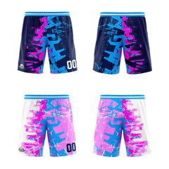 Benutzerdefinierte Reversible Basketball Jersey Personalisierte Print Name Nummer Logo Rosa&Blau