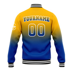 Benutzerdefinierte Verlauf Varsity-Jacke. Letterman-Jacke Gelb Blau
