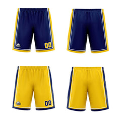 Benutzerdefinierte Marine Gelb Reversible Basketball Jersey Personalisierte Print Name Nummer Logo