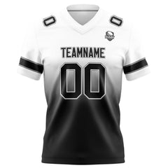Benutzerdefinierte Weiß & Schwarz Gradient Fußball Trikots Personalisierter Name Nummer Logo