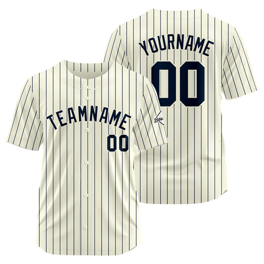 Benutzerdefinierte Authentisch Baseball-Trikot Creme-Navy