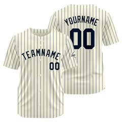 Benutzerdefinierte Authentisch Baseball-Trikot Creme-Navy