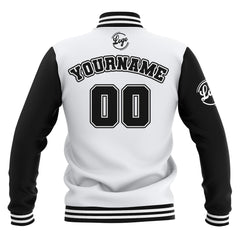 Benutzerdefiniert Schwarz Weiß Wasserdichte Varsity Jacken Personalisiert genäht Name Nummer Logo zu Letterman Jacken