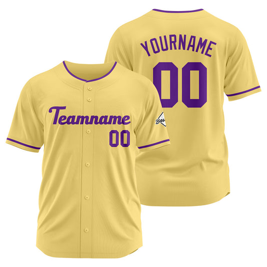 Benutzerdefinierte Authentisch Baseball-Trikot Gold- Lila