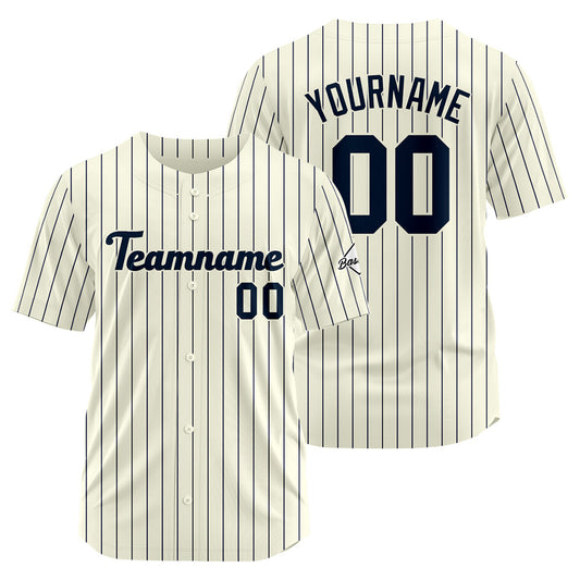 Benutzerdefinierte Authentisch Baseball-Trikot Creme-Navy