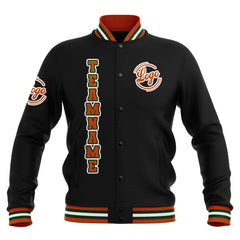 Benutzerdefiniert Schwarz Orange Grün Wasserdichte Varsity Jacken Personalisiert genäht Name Nummer Logo zu Letterman Jacken
