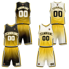 Benutzerdefinierte Schwarz Gelb Reversible Basketball Jersey Personalisierte Name Nummernlogo drucken