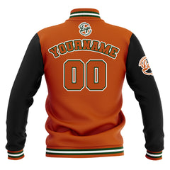Benutzerdefiniert Schwarz Orange Grün Wasserdichte Varsity Jacken Personalisiert genäht Name Nummer Logo zu Letterman Jacken