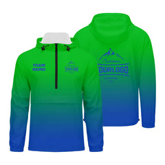 Anpassbare Grün Blau Winddichte Softshell Kapuzenjacke - Vollverschluss, Logo- & Text-Druck